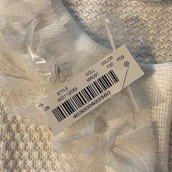 White House Black Market Knit Jacket Blazer Womens Size L Ruffles 3/4 Sleeve - Picture 7 of 8